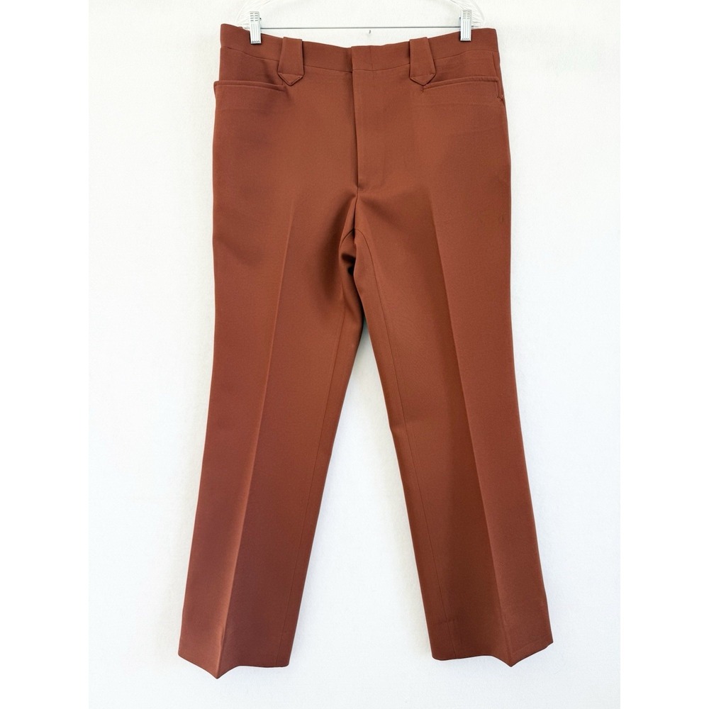 Vtg H Bar C Western Pleated Pants 37x32 Rust Orange Rockabilly USA Made